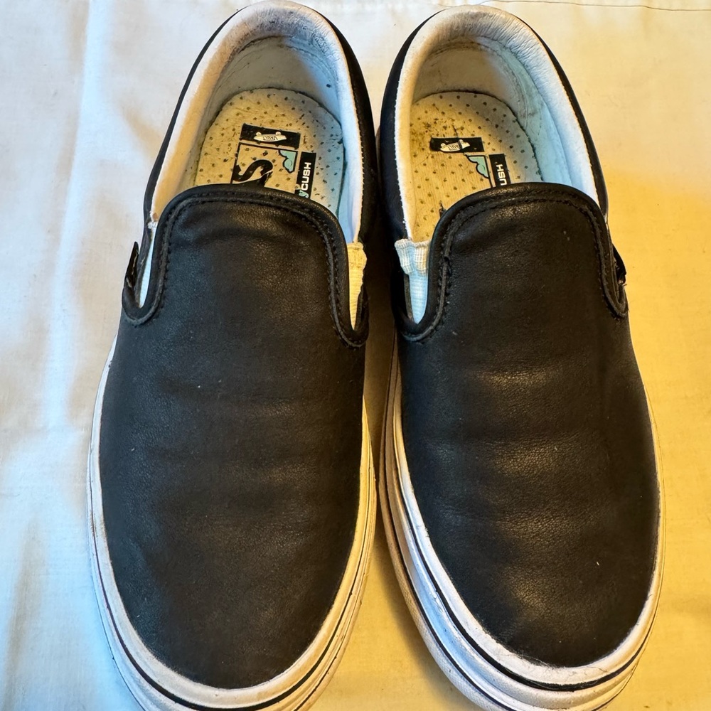 Vans Stacked Leather Black Slip-Ons